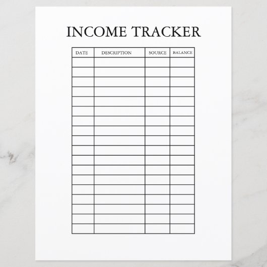 INCOME TRACKER TEMPLATE (Front)
