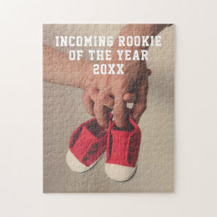 Incoming Rookie Photo Pregnancy Announcement Jigsaw Puzzle