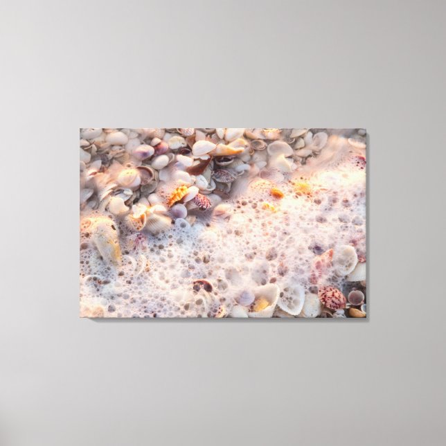 Incoming Surf And Seashells On Sanibel Island Canvas Print (Front)