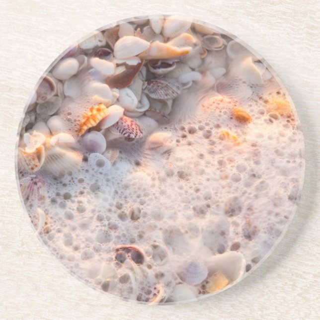 Incoming Surf And Seashells On Sanibel Island Drink Coaster (Front)