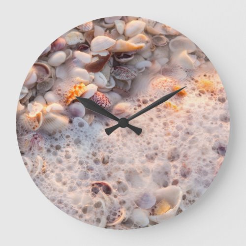 Incoming Surf And Seashells On Sanibel Island Large Clock