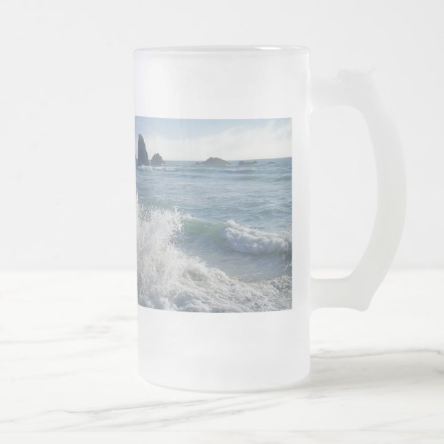 Incoming tide frosted glass beer mug (Right)