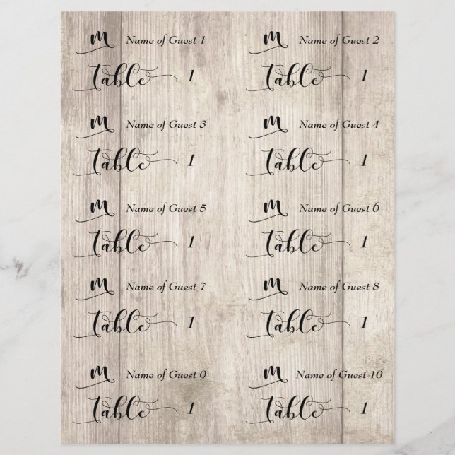 Incomplete draft 1 for "cuttable" place cards V&C (Front)