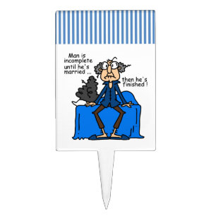 Incomplete Then Finished Marriage Humor Cake Topper
