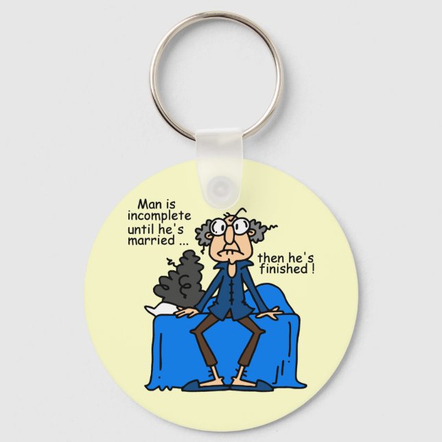 Incomplete Then Finished Marriage Humor Keychain (Front)