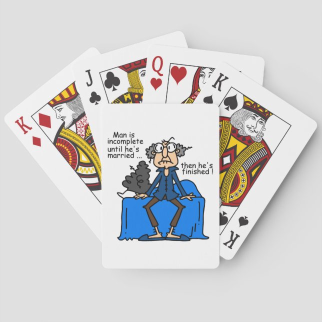 Incomplete Then Finished Marriage Humor Poker Cards (Back)