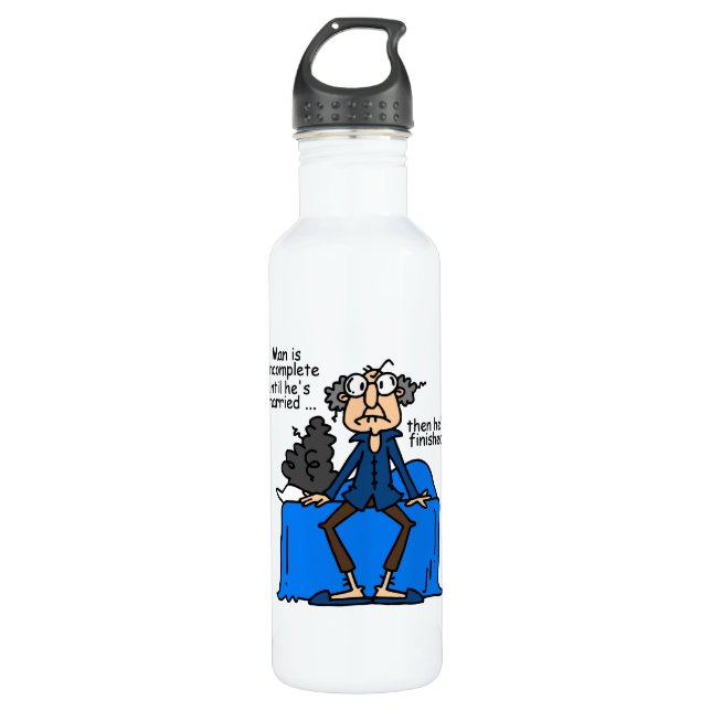 Incomplete Then Finished Marriage Humor Water Bottle (Front)