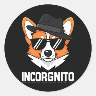 Incorgnito Stealthy Corgi in Shades Classic Round Sticker