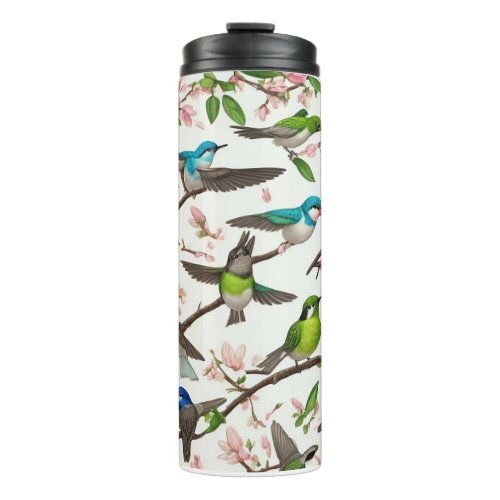 incorporating birds design  thermal tumbler