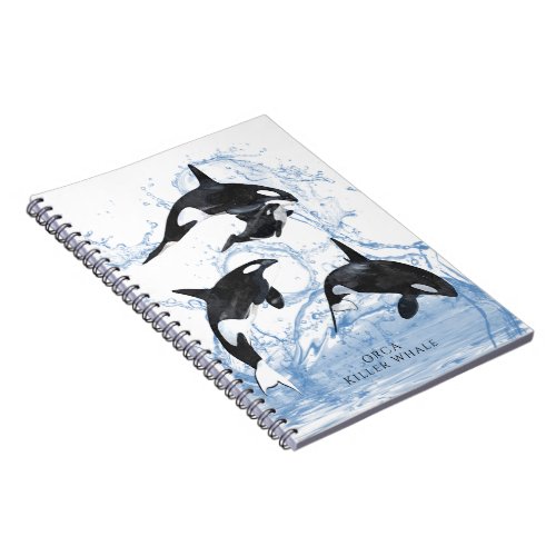 Incredible Black and White Watercolor Orcas Notebook