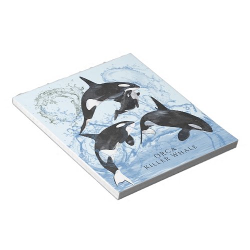 Incredible Black and White Watercolor Orcas Notepad