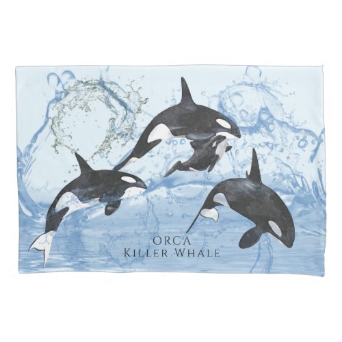 Incredible Black and White Watercolor Orcas Pillow Case