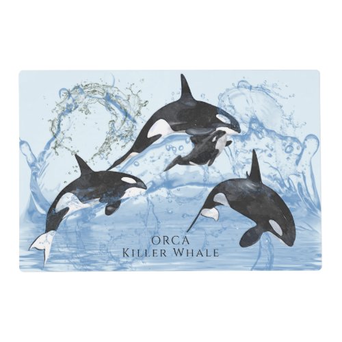Incredible Black and White Watercolor Orcas Placemat