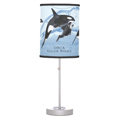 Incredible Black and White Watercolor Orcas Table Lamp