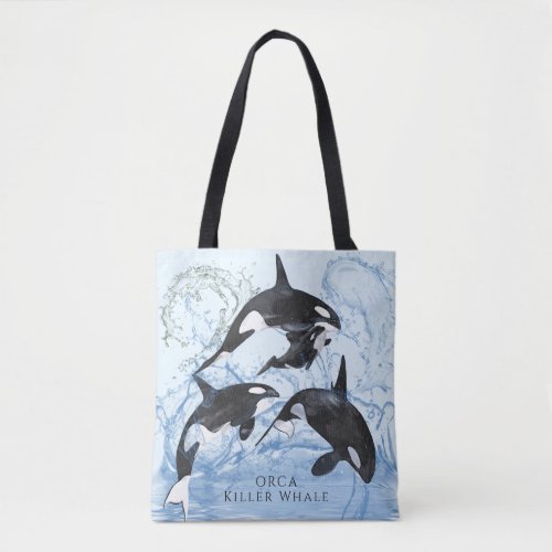 Incredible Black and White Watercolor Orcas Tote Bag