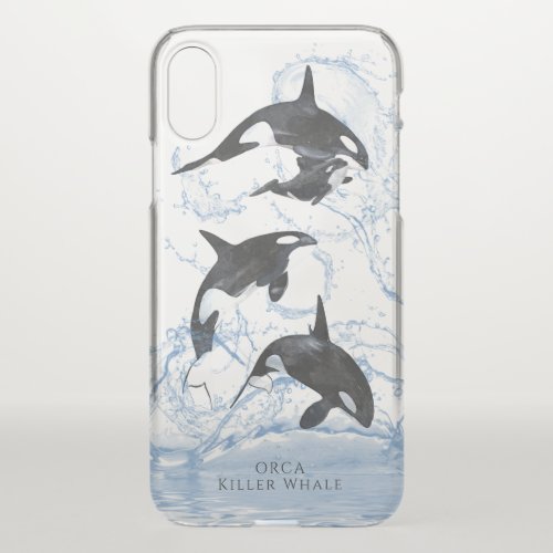 Incredible Black and White Watercolor Orcas iPhone X Case