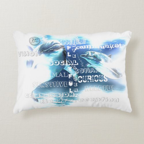 Incredible Dolphins Polyester Accent Pillow 16x12