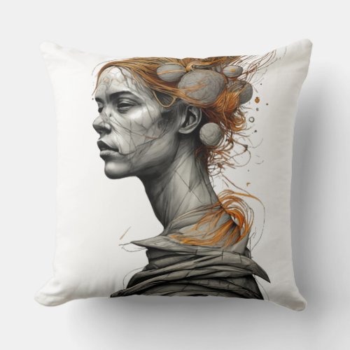 Incredible Drawings human by Carne Griffiths  Throw Pillow