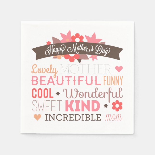 Incredible Mom Happy Mother's Day | Napkin (Front)