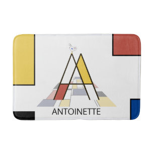 Incredible Neoplasticism Art Monogram. Letter A Bath Mat