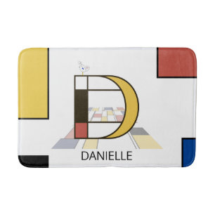 Incredible Neoplasticism Art Monogram. Letter D Bath Mat