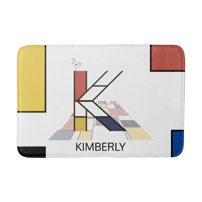 Incredible Neoplasticism Art Monogram. Letter K Bath Mat (Front)