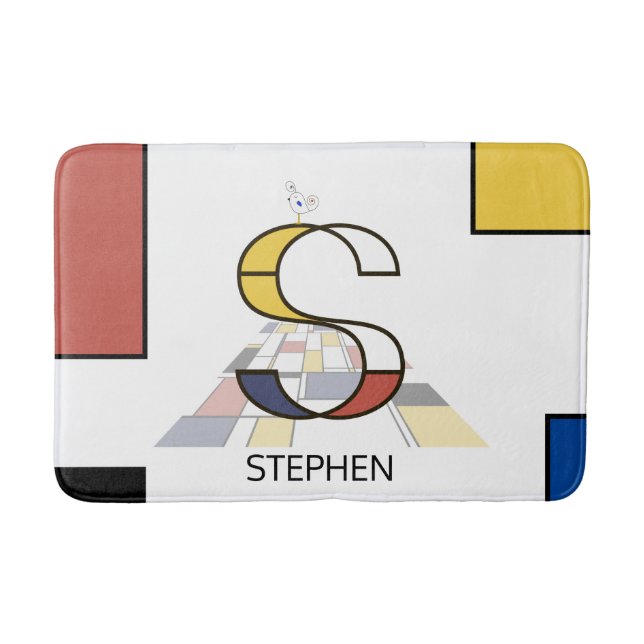 Incredible Neoplasticism Art Monogram. Letter S Bath Mat (Front)