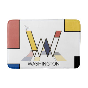 Incredible Neoplasticism Art Monogram. Letter W Bath Mat