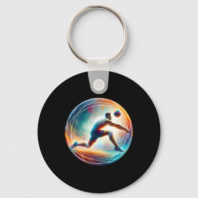 Incredible Volleyball Save – Athlete In Action Des Keychain (Front)