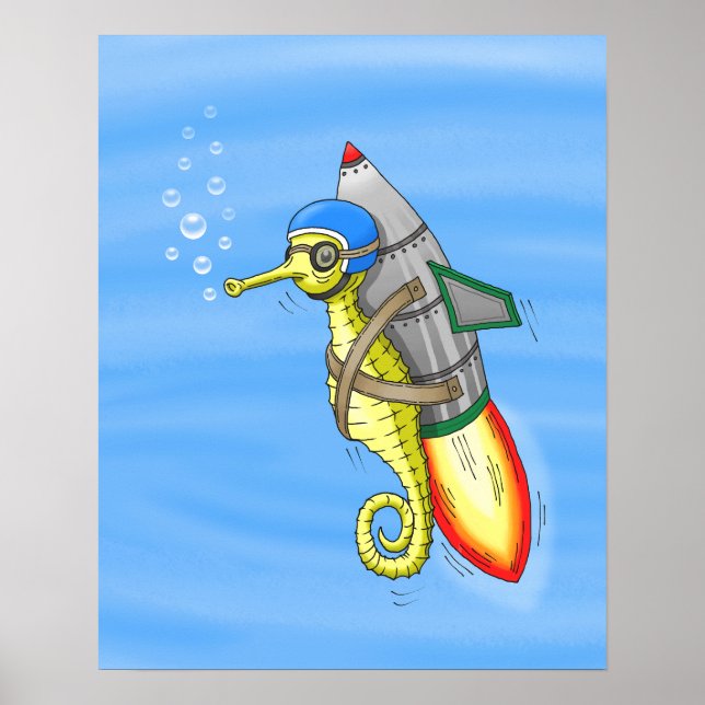 Incredible Yellow Rocket Seahorse Poster (Front)