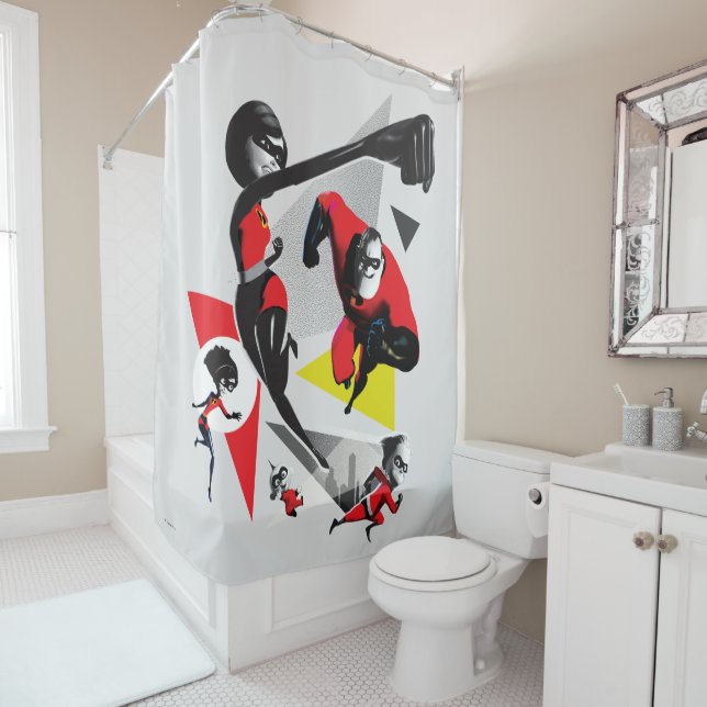 Incredibles 2 | Battling Villainy Shower Curtain (In Situ)