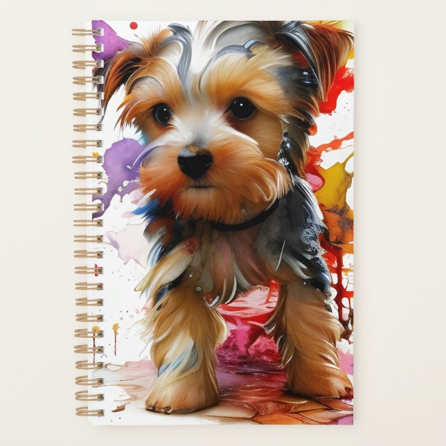 Incredibly cute Yorkie puppy planner (Front)
