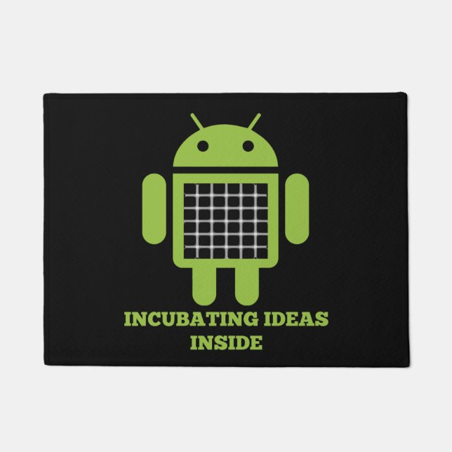 Incubating Ideas Inside Bug Droid Grid Illusion Doormat (Front)