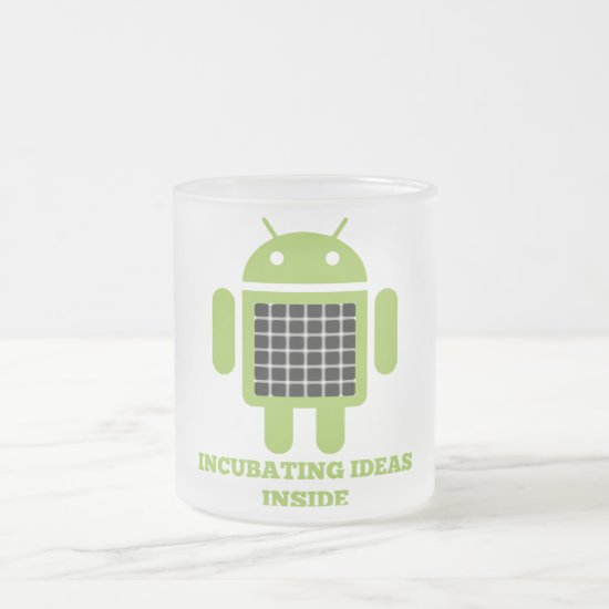 Incubating Ideas Inside (Bug Droid Grid Illusion) Frosted Glass Coffee Mug