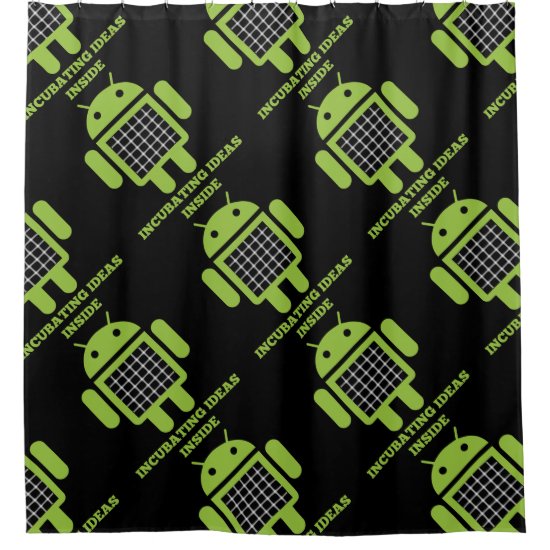 Incubating Ideas Inside Bug Droid Grid Illusion Shower Curtain