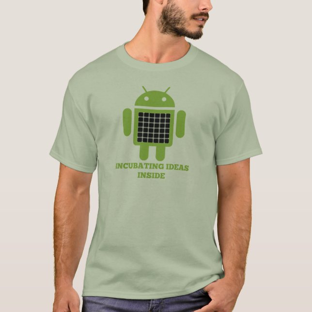 Incubating Ideas Inside (Bug Droid Grid Illusion) T-Shirt (Front)