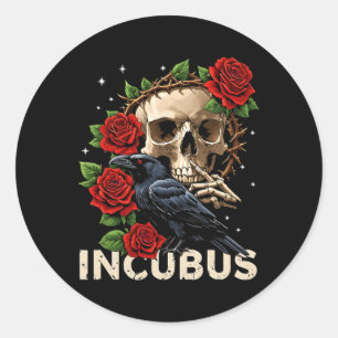 Incubus Crow Left Skull Flower Halloween Costume 1 Classic Round Sticker