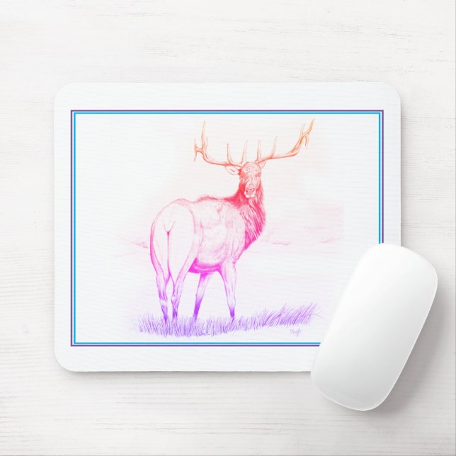 Indecision w/border (elk drawing/rainbow) mouse pad (With Mouse)