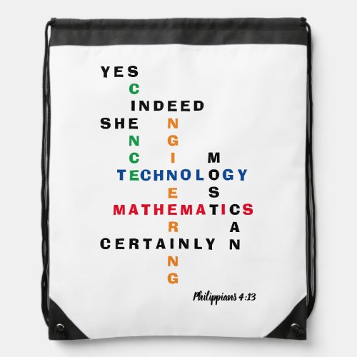 INDEED SHE CAN Motivational STEM Drawstring Bag