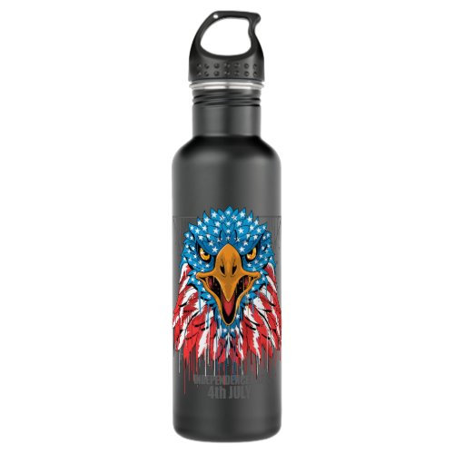 Independence 4th of July American Flag Bald Eagle  Stainless Steel Water Bottle
