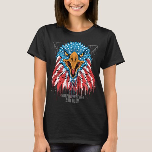 Independence 4th of July American Flag Bald Eagle  T_Shirt