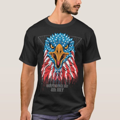 Independence 4th of July American Flag Bald Eagle  T_Shirt