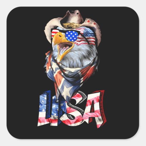 Independence 4th of July American Flag USA Square Sticker