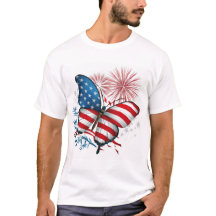  Independence 4th of July Red,White,Blue Butterfly