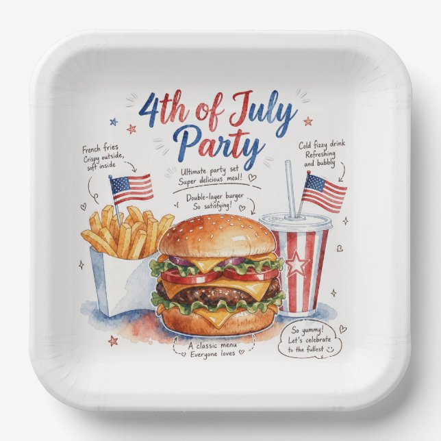  Independence Day 4th July party   Paper Plates (Front)