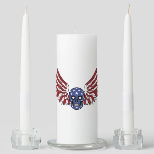 Independence Day 4th July USA Skull and Wings Flag Unity Candle Set