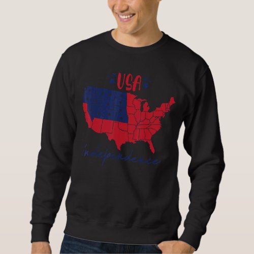 Independence Day 4th Of July American Map Usa Flag Sweatshirt