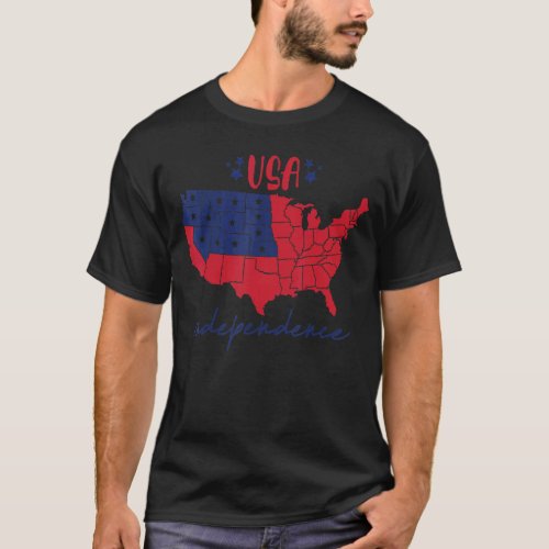 Independence Day 4th Of July American Map Usa Flag T_Shirt
