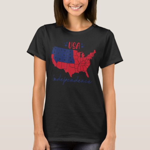 Independence Day 4th Of July American Map Usa Flag T_Shirt