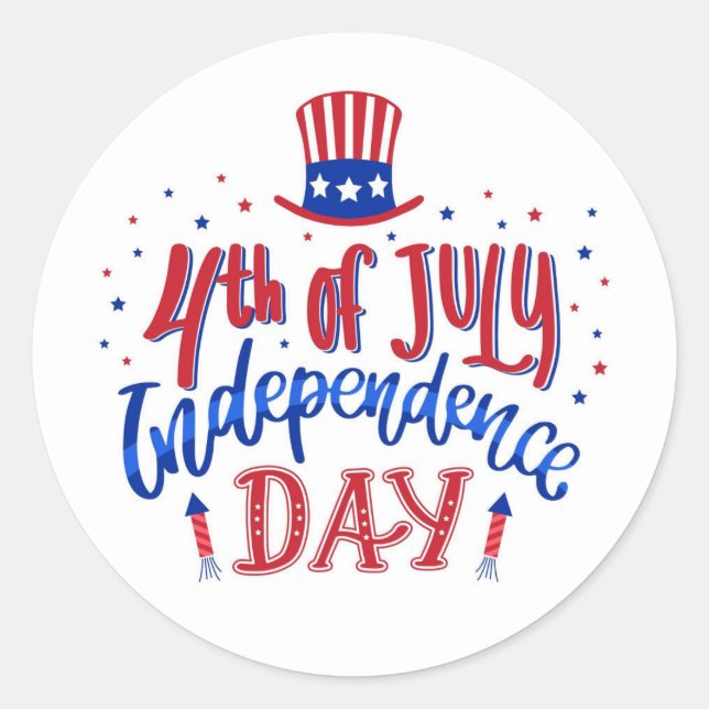Independence Day 4th of July Classic Round Sticker (Front)